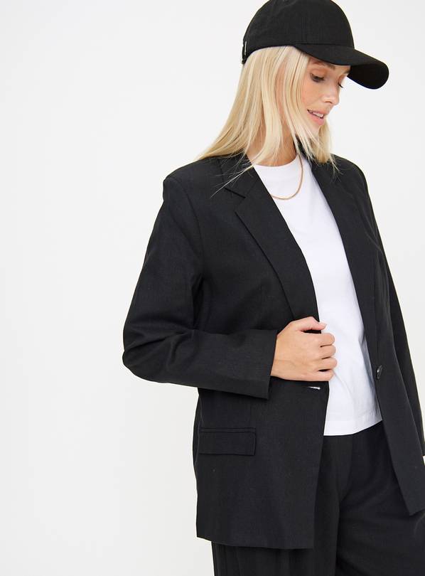 Black linen blazer ladies best sale