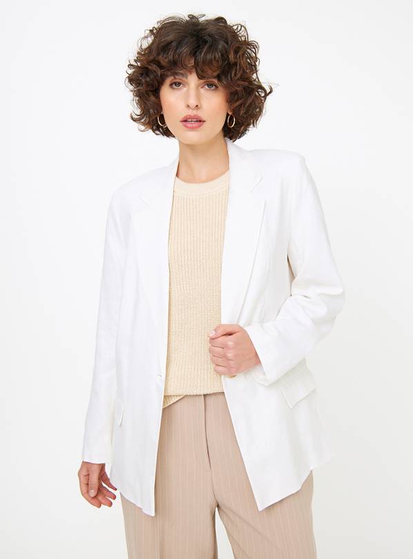 Buy White Relaxed Linen Blend Coord Blazer 10 | Blazers | Tu