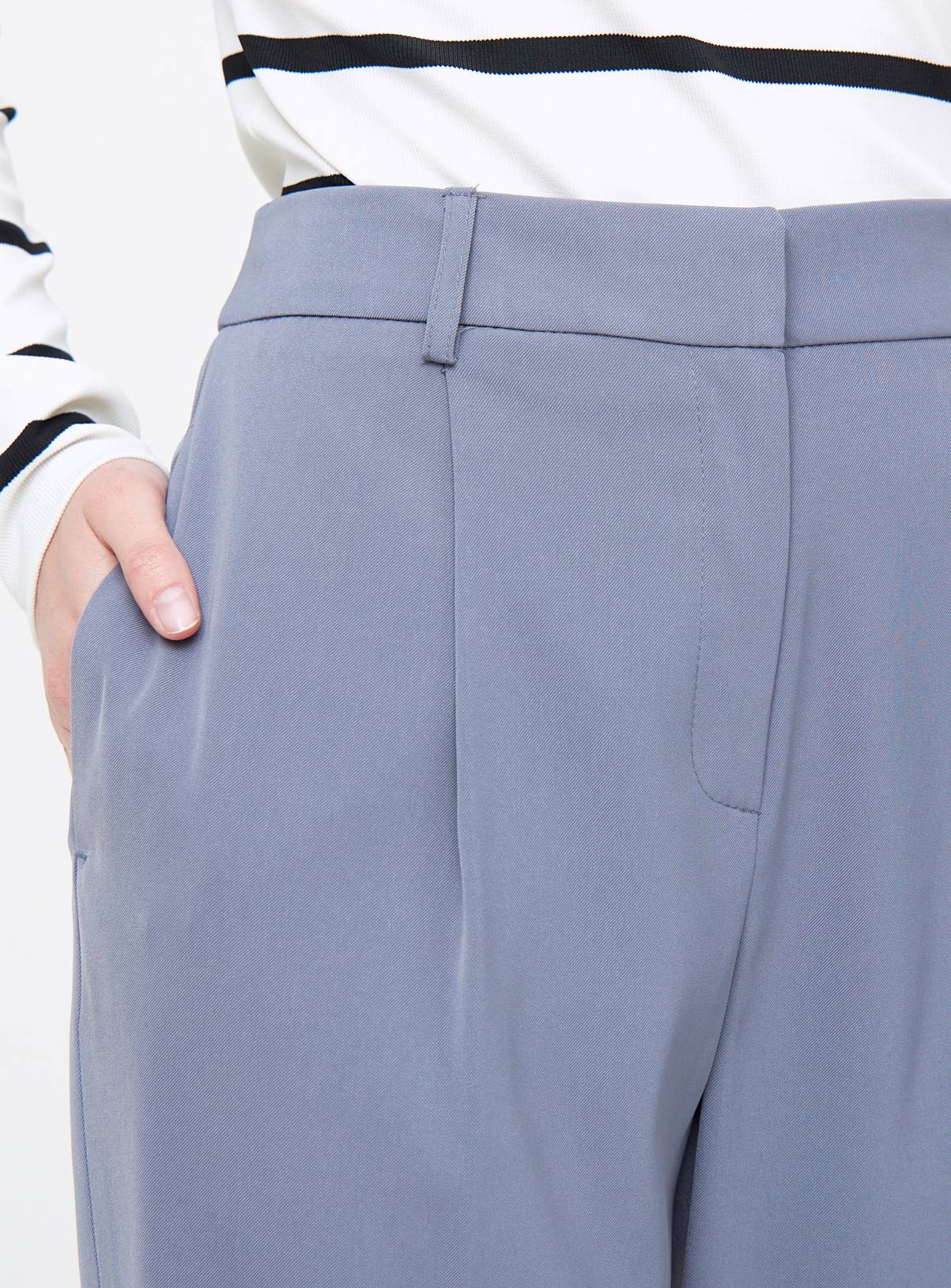 Blue Pleated Straight Leg Trousers  18L - Image 3