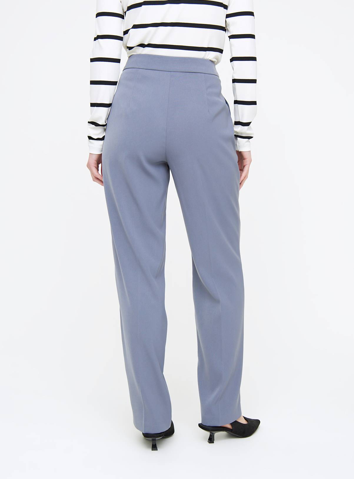 Blue Pleated Straight Leg Trousers  18L - Image 4