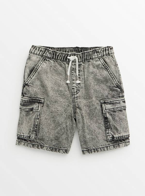 Grey Wash Denim Cargo Shorts 10 years