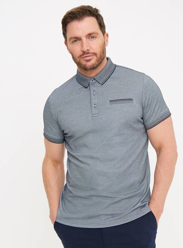 Navy Two Tone Polo Shirt S