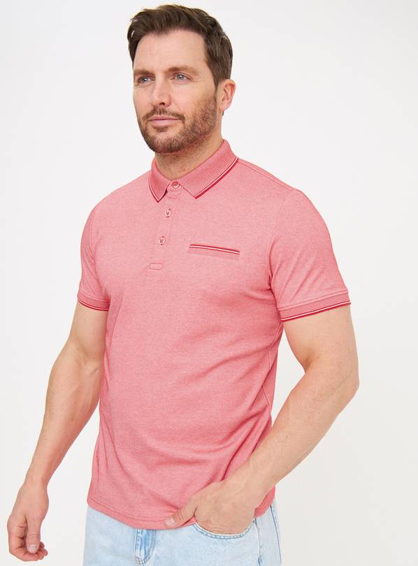 Red Two Tone Polo Shirt L
