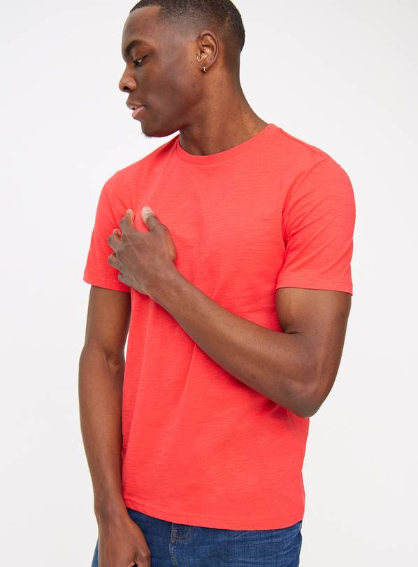 Red Slub Short Sleeve T-Shirt L