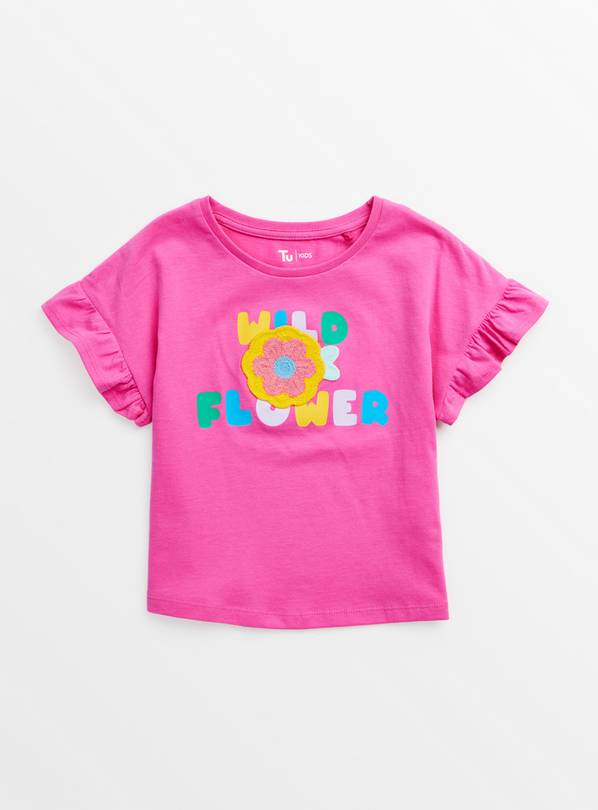 Wild Flower Pink Ruffle Sleeve T-Shirt 2-3 years