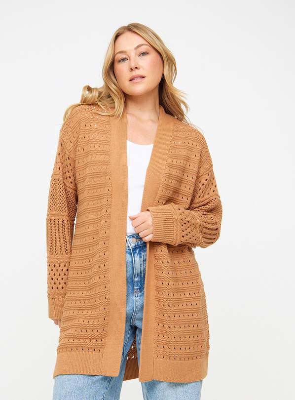 Brown Pointelle Longline Cardigan  8