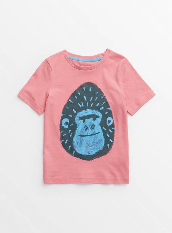 Gorilla Graphic Print Pink T-Shirt 1-2 years