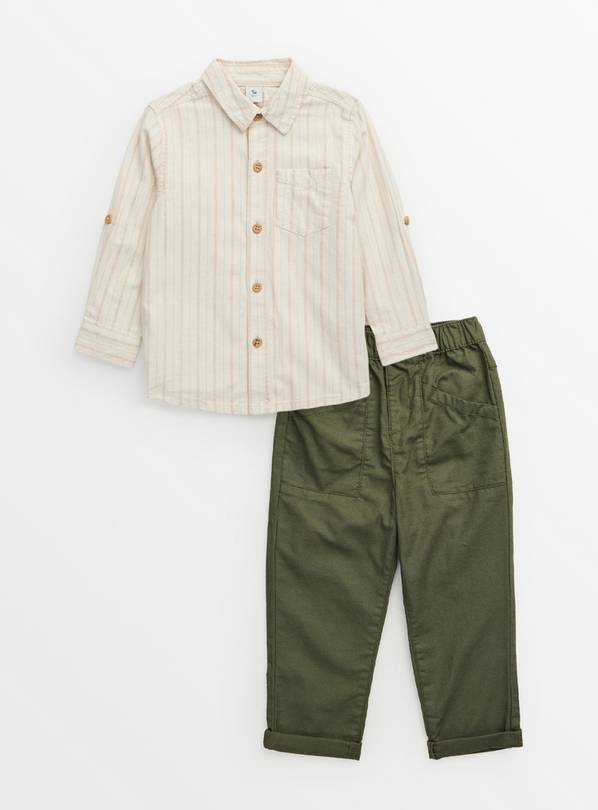 Stone Stripe Shirt & Khaki Chino Trousers Set 1-2 years