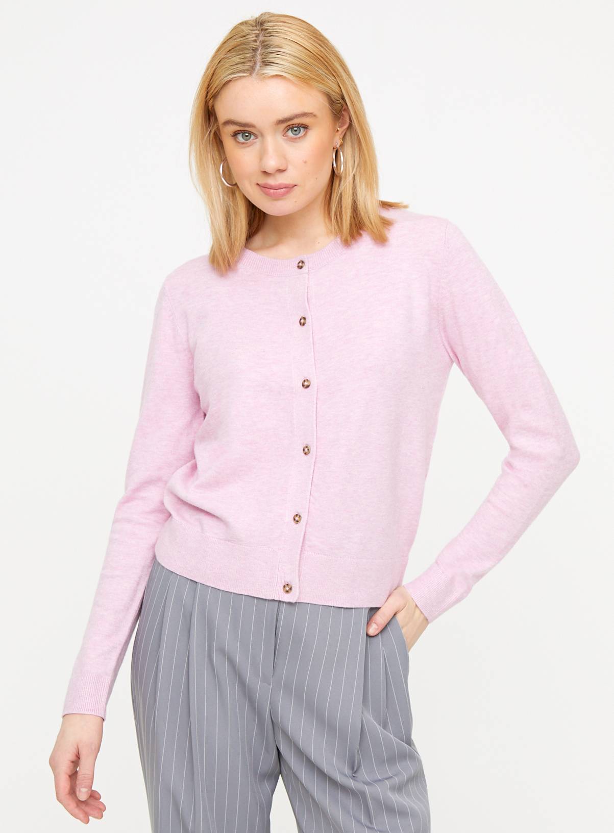 Pink Soft Touch Crew Neck Cardigan 12 - Image 1