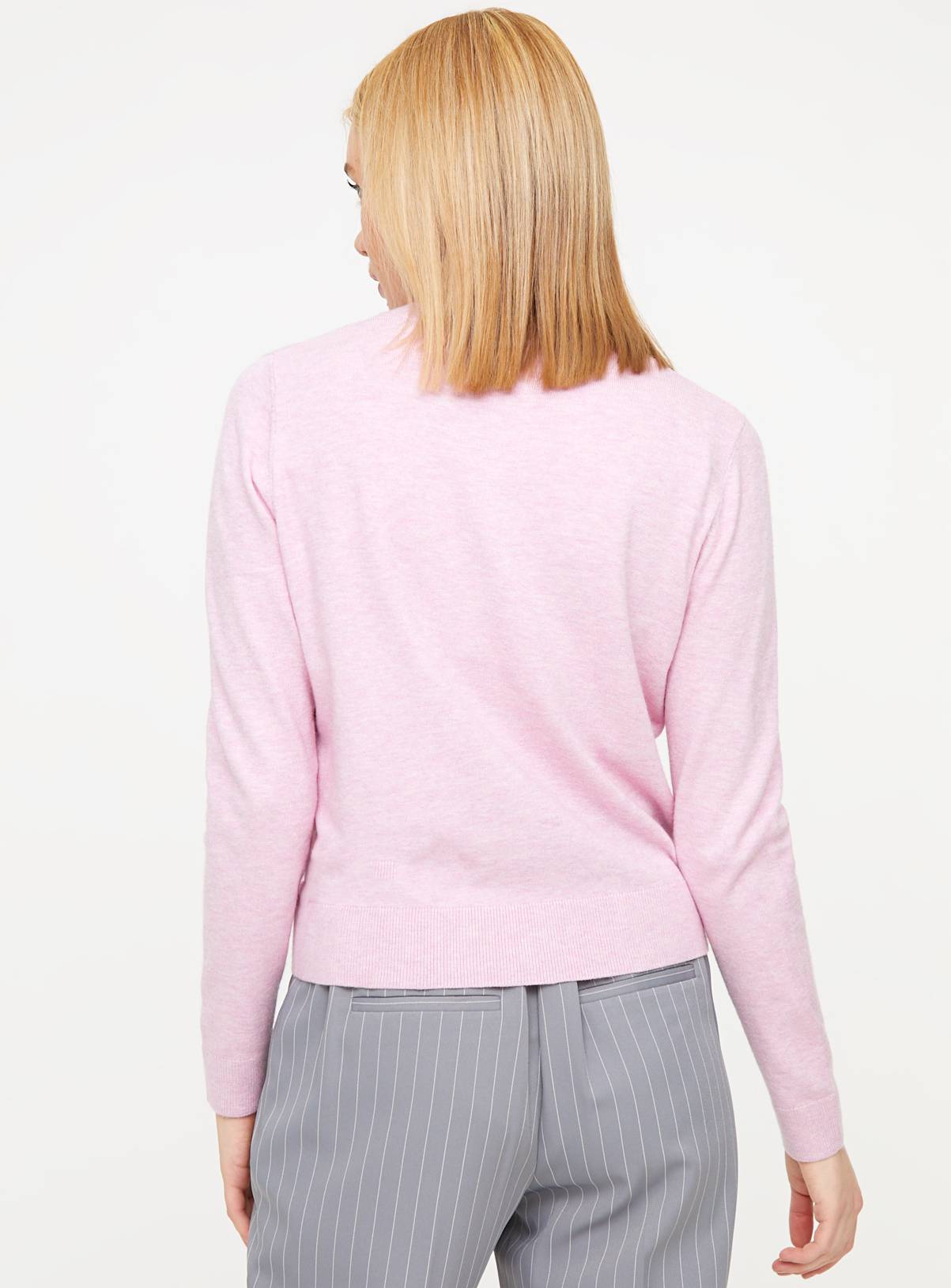 Pink Soft Touch Crew Neck Cardigan 12 - Image 4