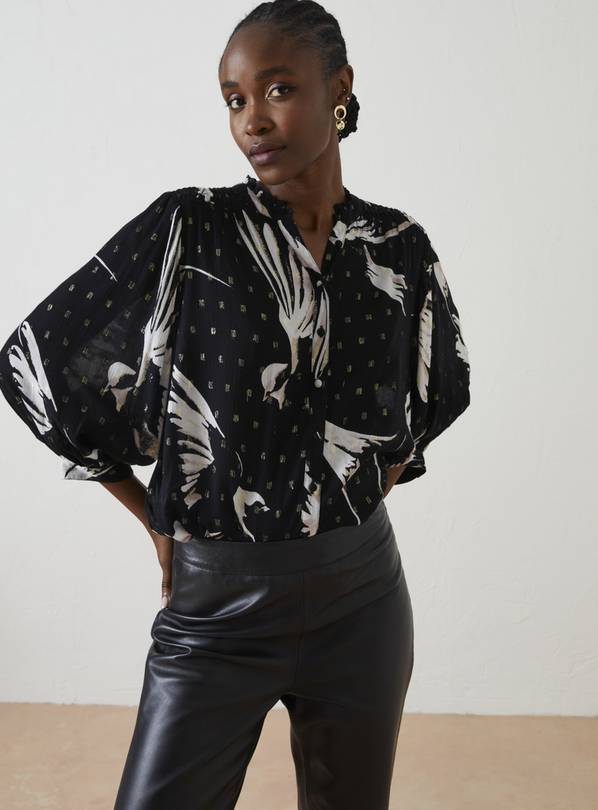 FATFACE Evelyn Swallow Print Blouse XS