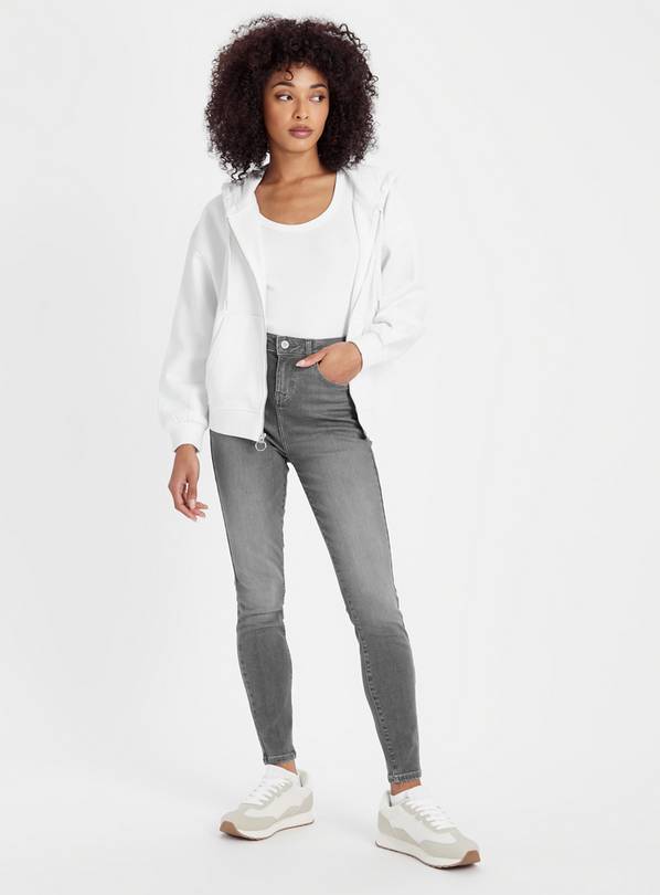 Grey Shape High Waisted Skinny Jeans 10L