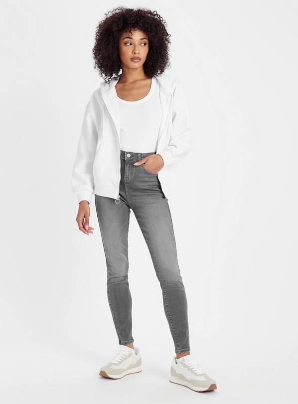 Grey Shape High Waisted Skinny Jeans 12L