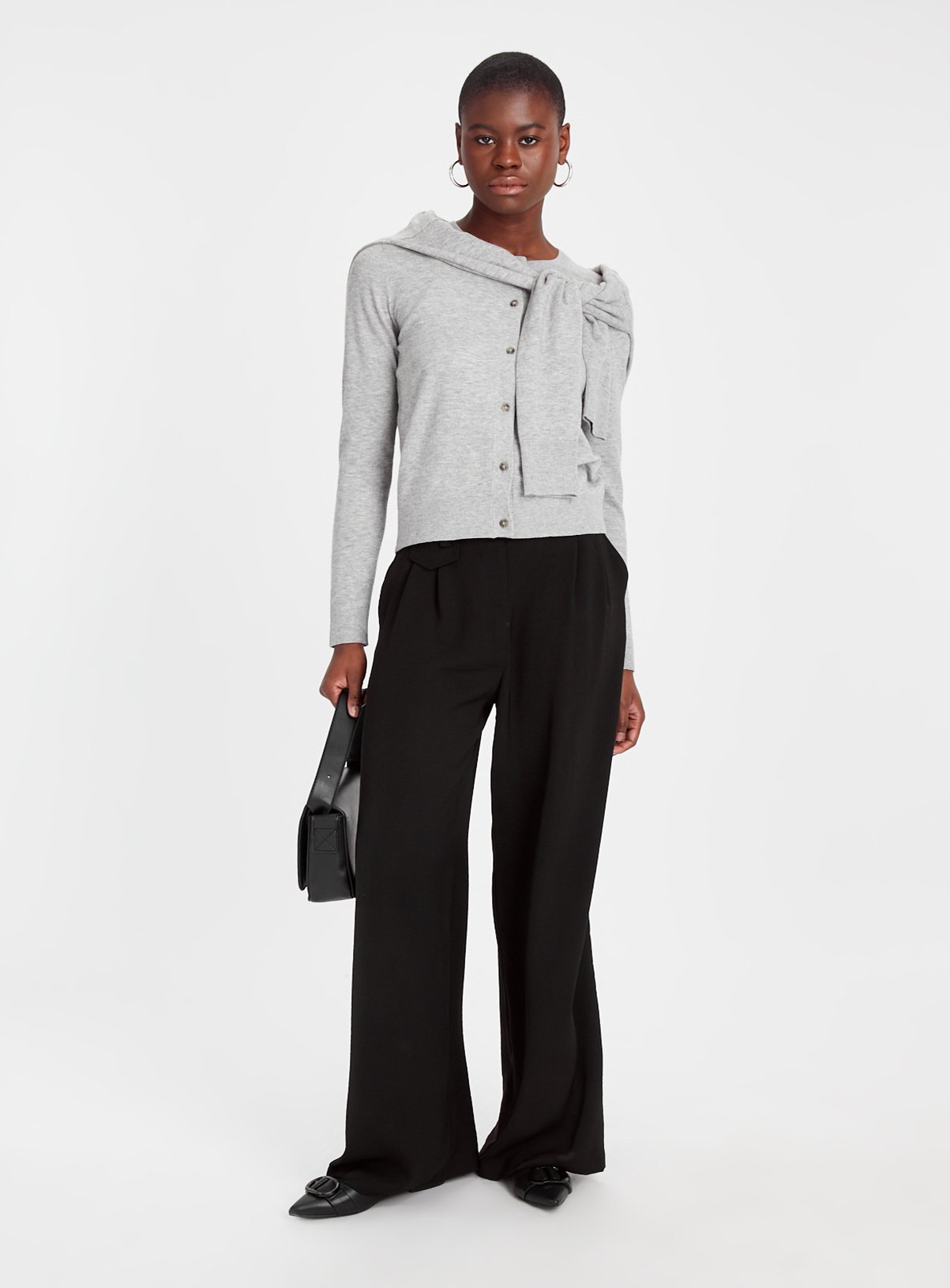 Grey Soft Touch Crew Neck Cardigan 16 - Image 2 thumbnail