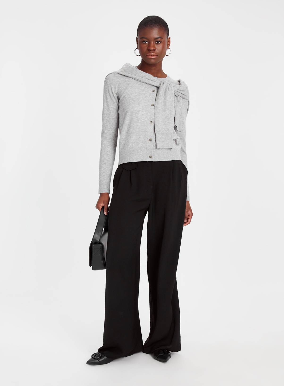 Grey Soft Touch Crew Neck Cardigan 16 - Image 2