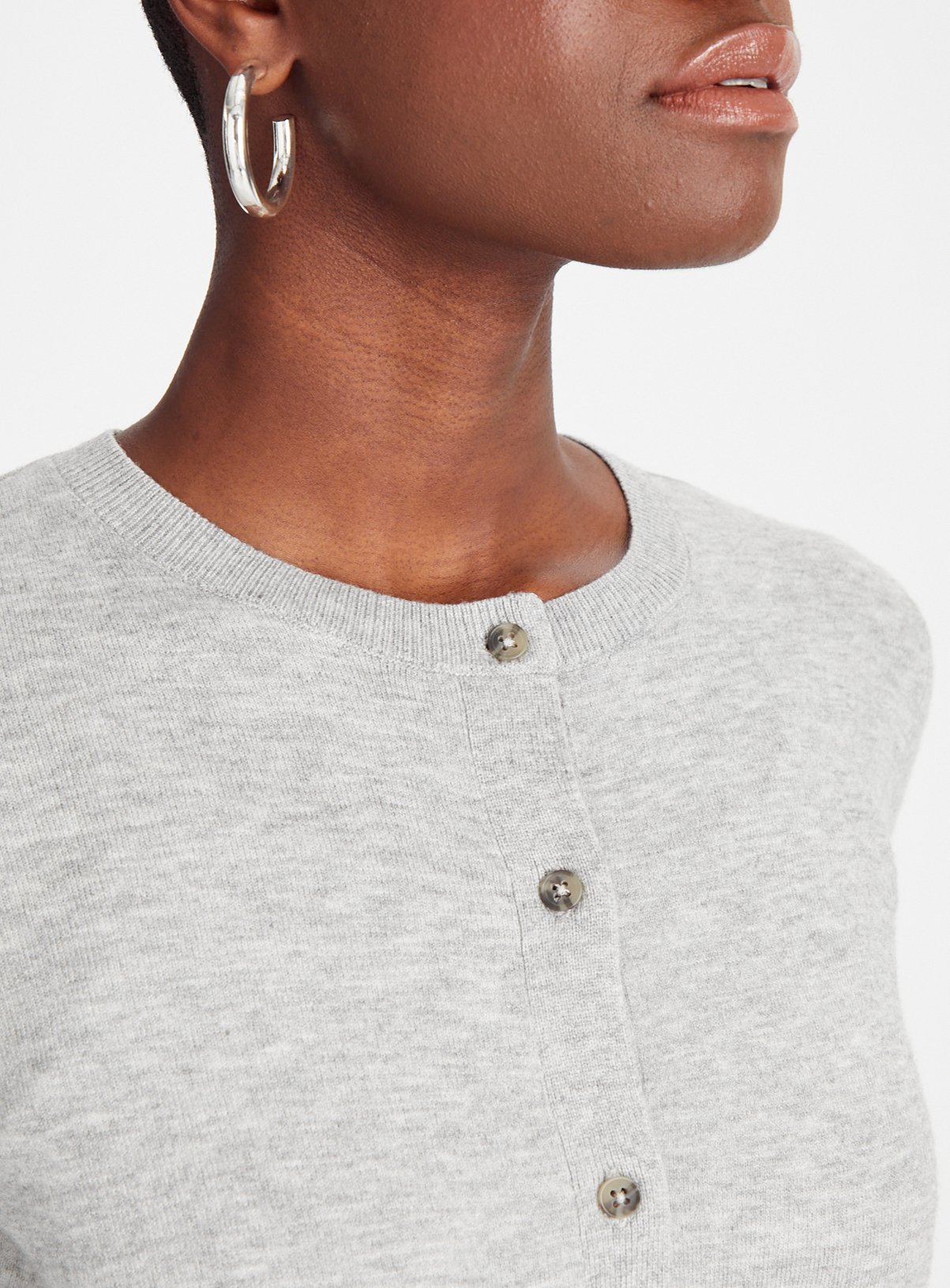 Grey Soft Touch Crew Neck Cardigan 16 - Image 3 thumbnail
