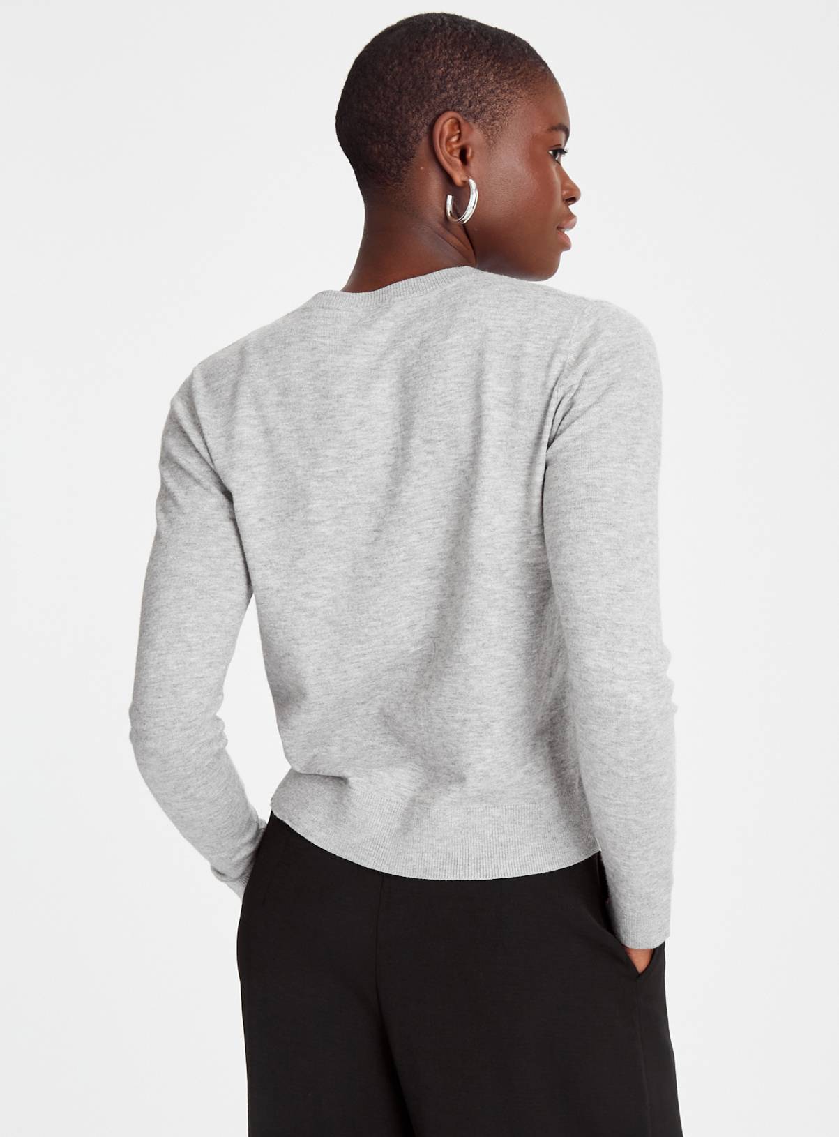 Grey Soft Touch Crew Neck Cardigan 16 - Image 4