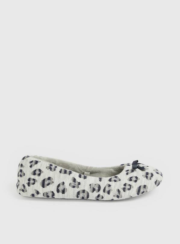 Grey Leopard Print Ballerina Slippers 6