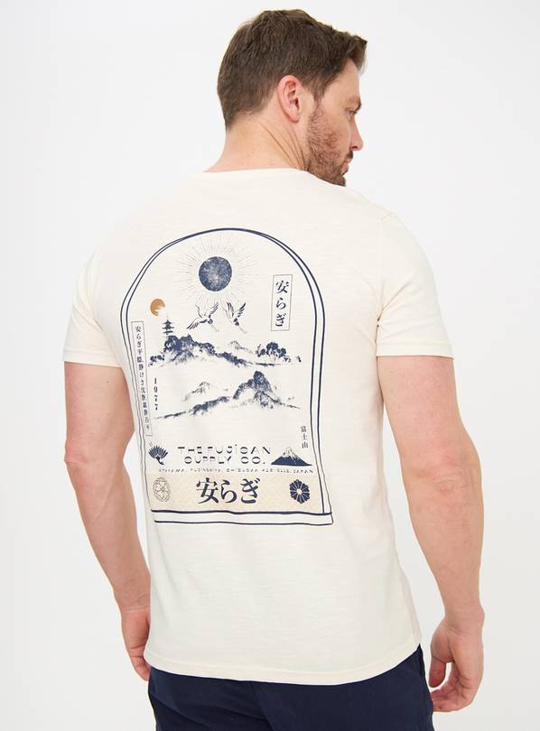 White Japanese Graphic Print T-Shirt XXXL