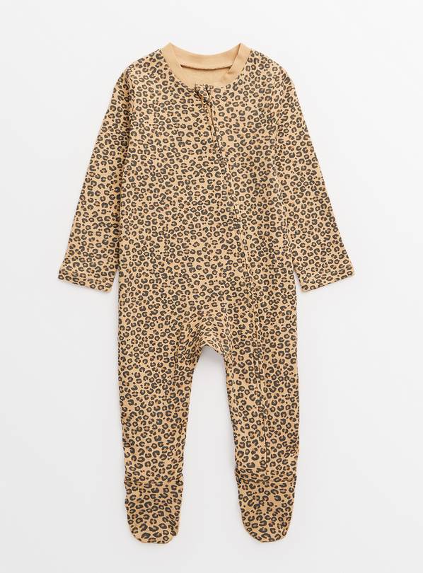 Brown Leopard Print Sleepsuit Up to 3 mths