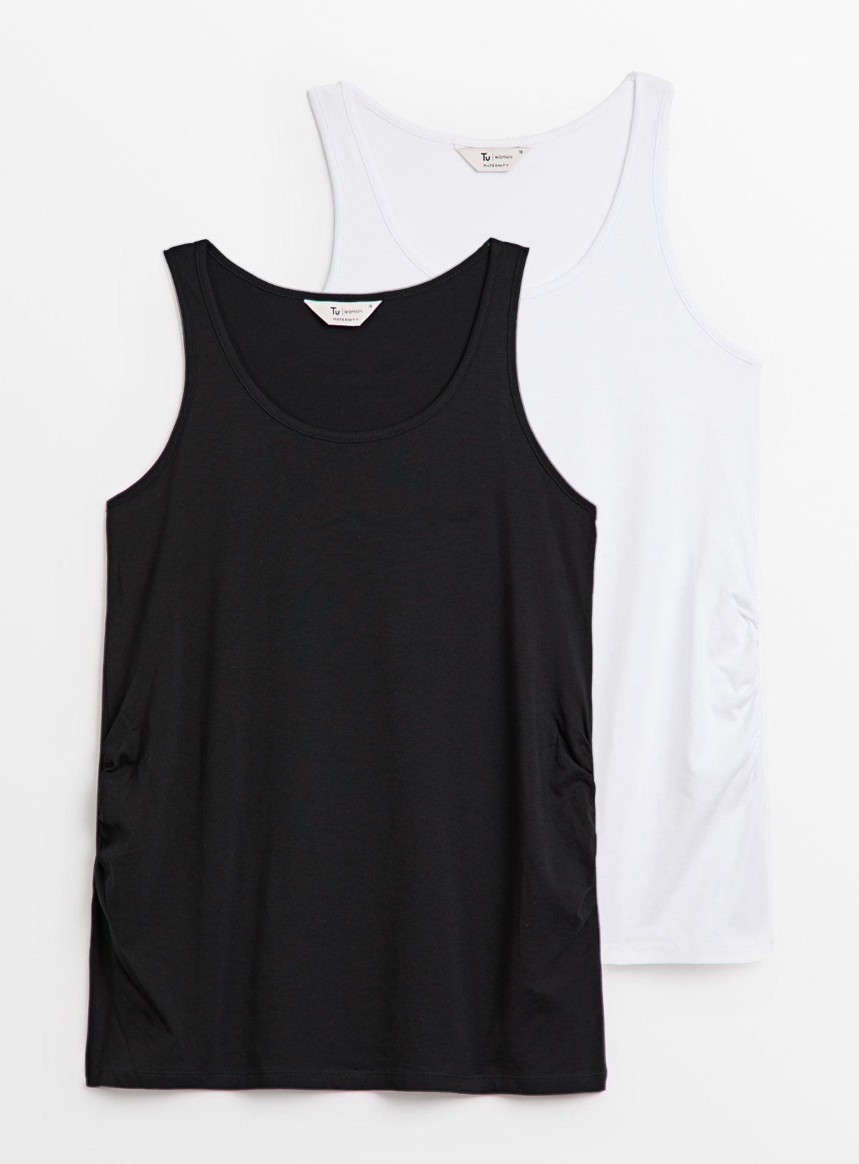 Black MATERNITY Plain Sleeveless Vest Top 2 Pack