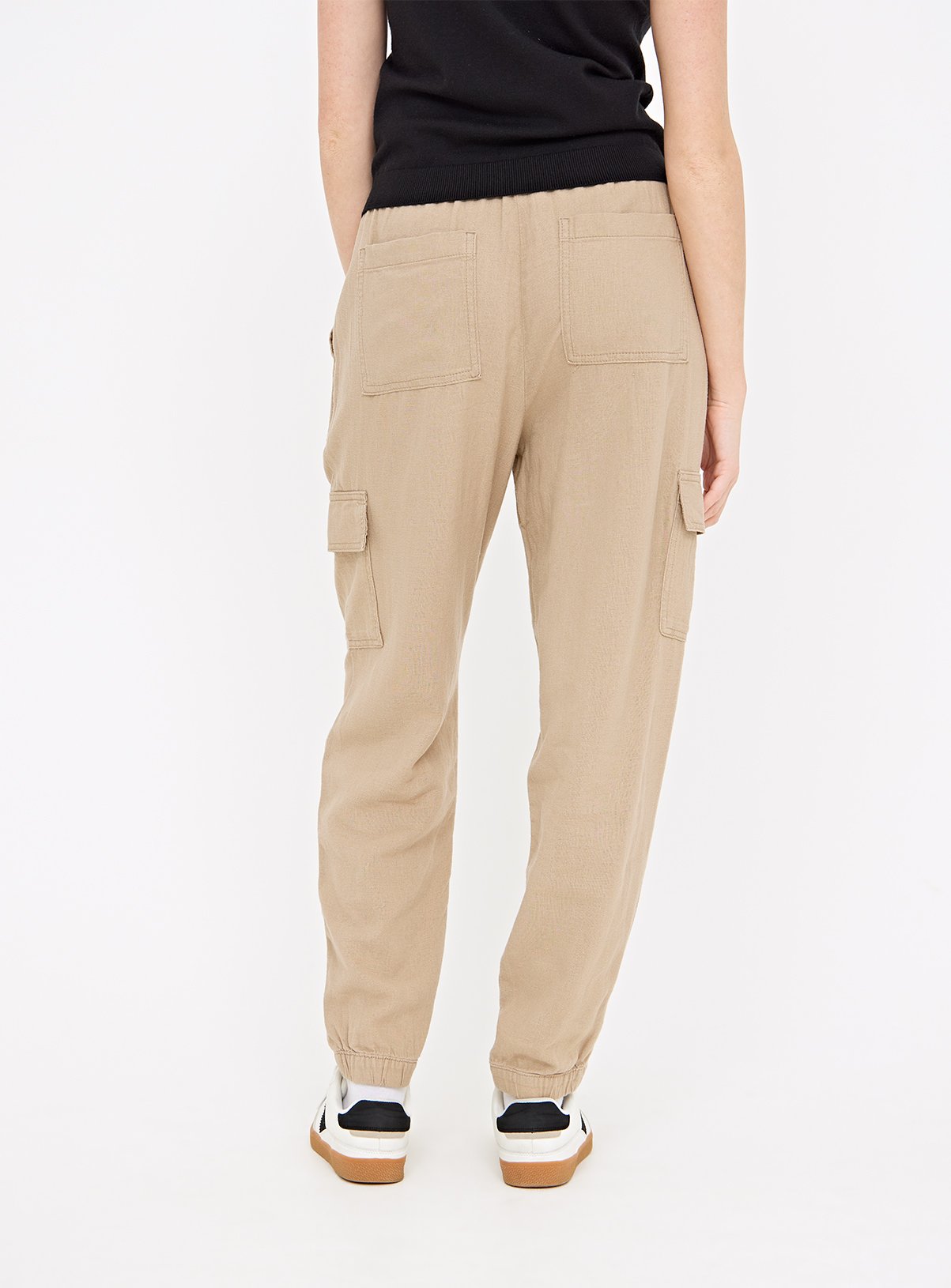 Stone Linen Blend Utility Tapered Trousers  20 - Image 4 thumbnail