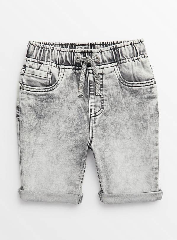 Grey Washed Denim Loopback Shorts 6 years