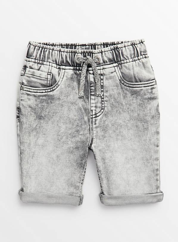Grey Washed Denim Loopback Shorts 5 years
