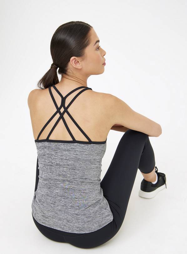 Active Grey Marl Fitted Yoga Vest Top XXL