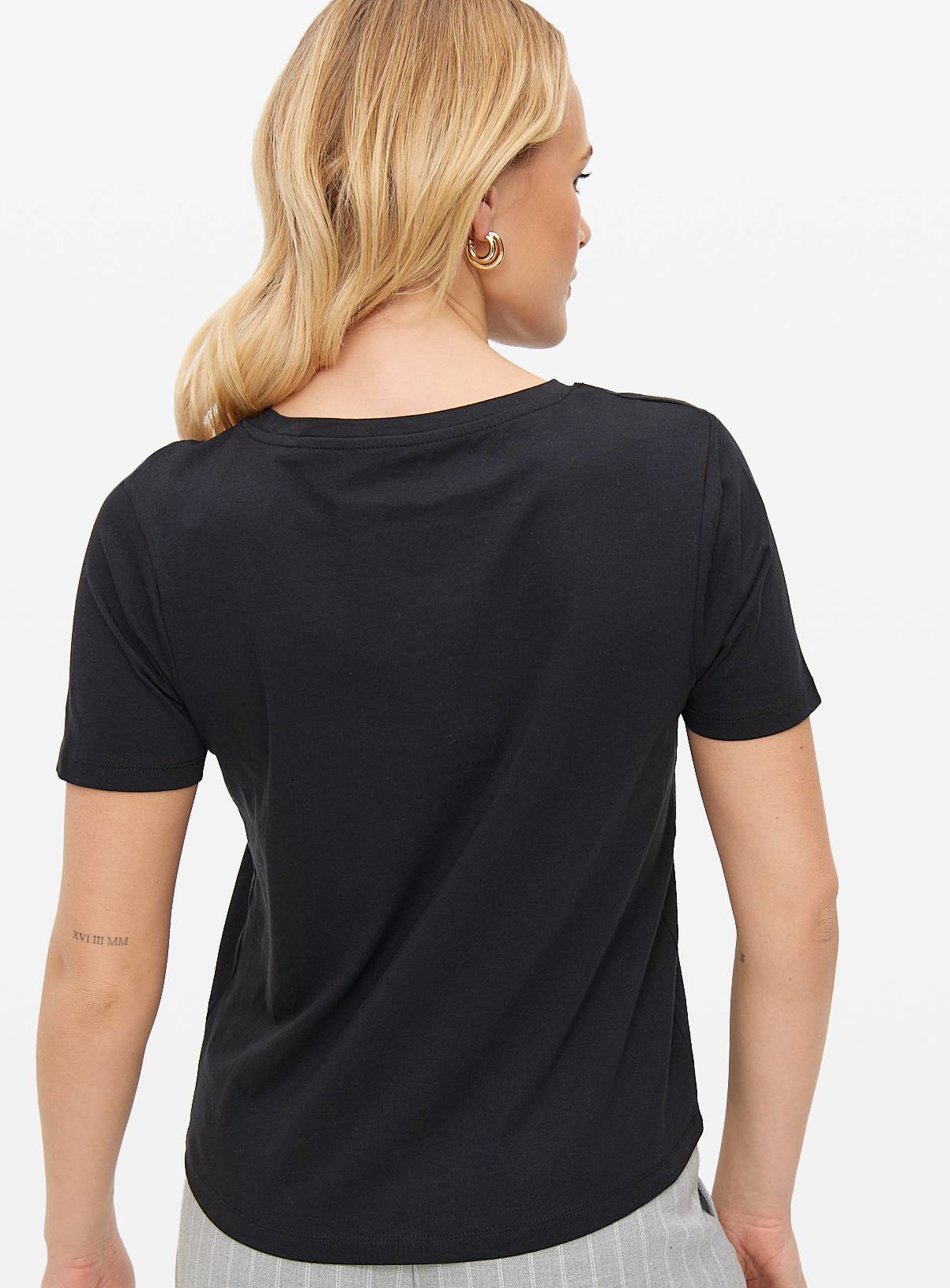 Black Cotton Regular Fit Crew Neck T-Shirt 10 - Image 4