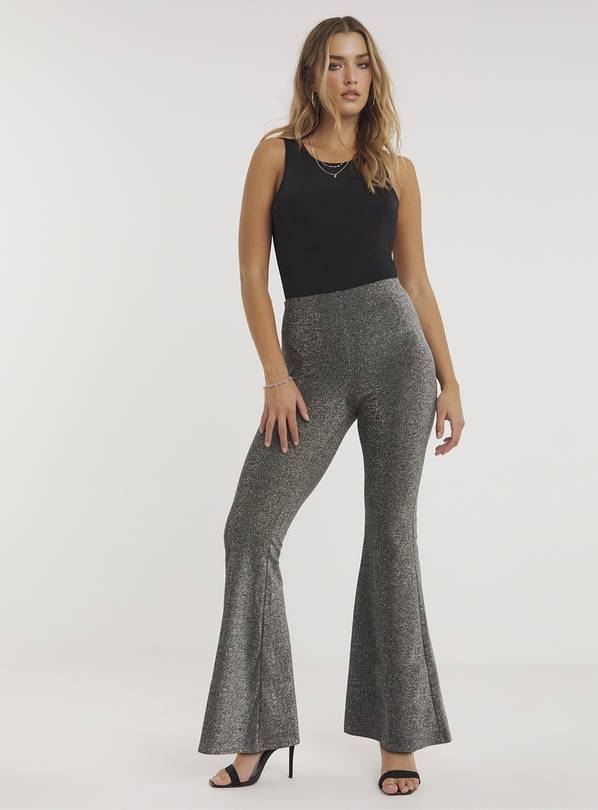 SIMPLY BE Silver Glitter Knit Flares 18