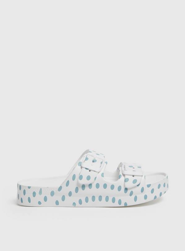 White Spot Double Strap Slip On Sliders 4