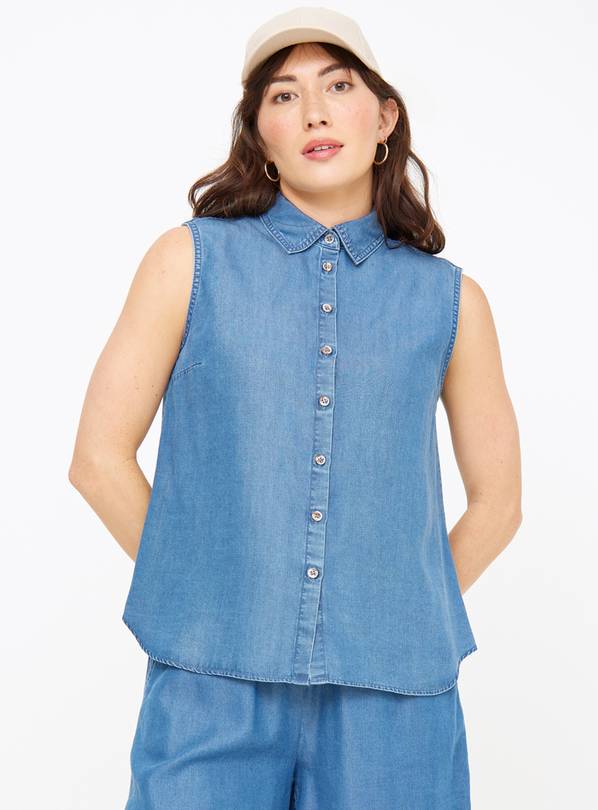 Denim Tencel Button-Through Shell Top 20
