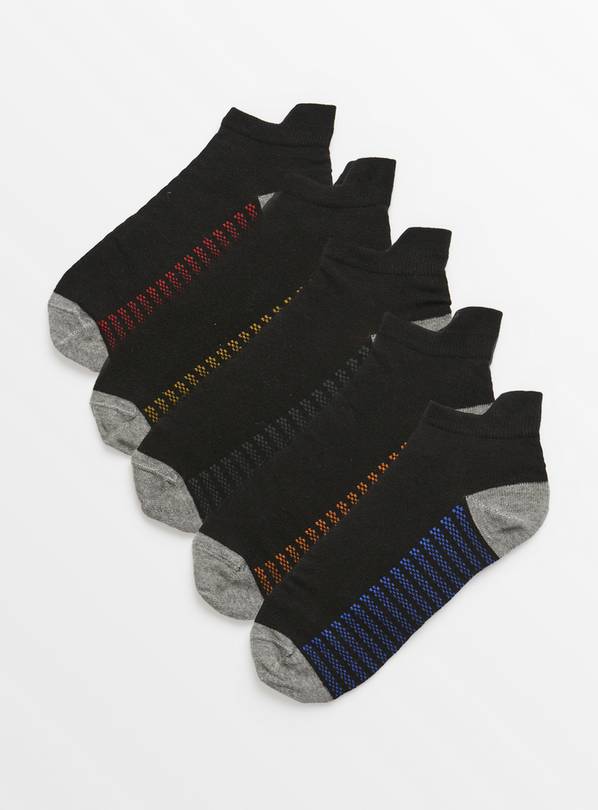 Texture Stripe Trainer Socks 5 Pack 9-12