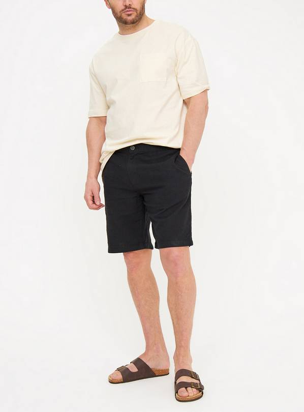 Black Linen Blend Shorts 34
