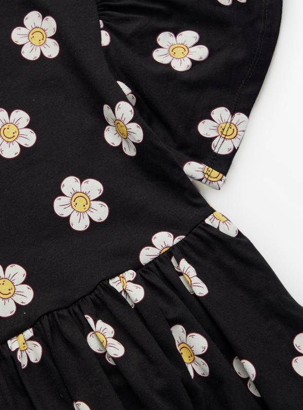 Buy Black Daisy Print Short Sleeve Jersey Dress 6 years, Dresses,  jumpsuits and outfits