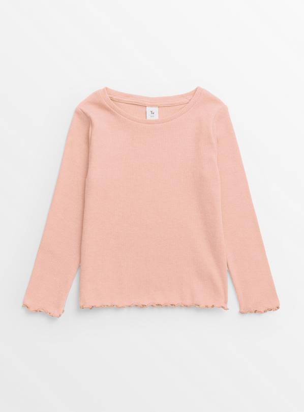 Pink Lettuce Hem Ribbed Long Sleeve Top 1-2 years