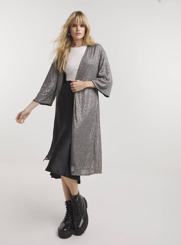 SIMPLY BE Gunmetal Sequin Kimono 28