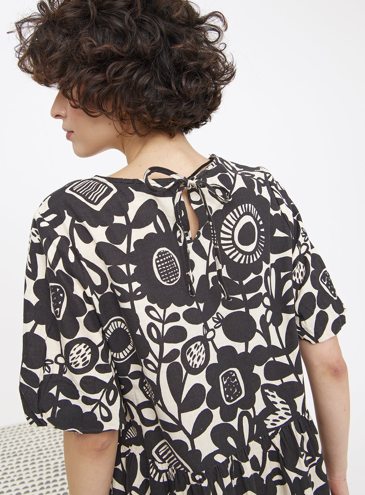 Tu X Scion Monochrome Kukkia Print Midaxi Dress 12 - Image 3 thumbnail