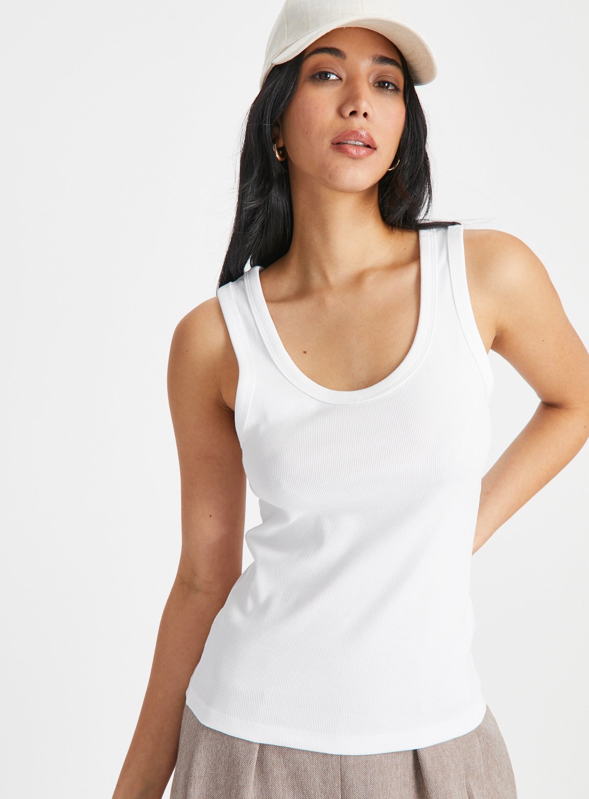 White Classic Ribbed Vest Top