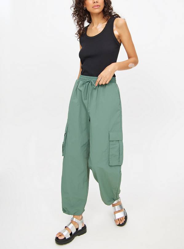 Green Cargo Parachute Trousers  10