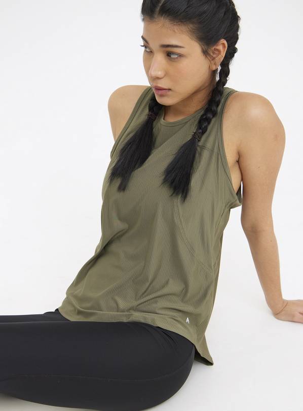 Active Khaki Dropped Hem Vest Top L