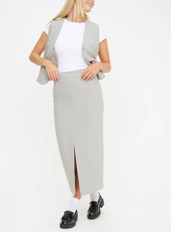 Grey Pinstripe Column Coord Skirt 20
