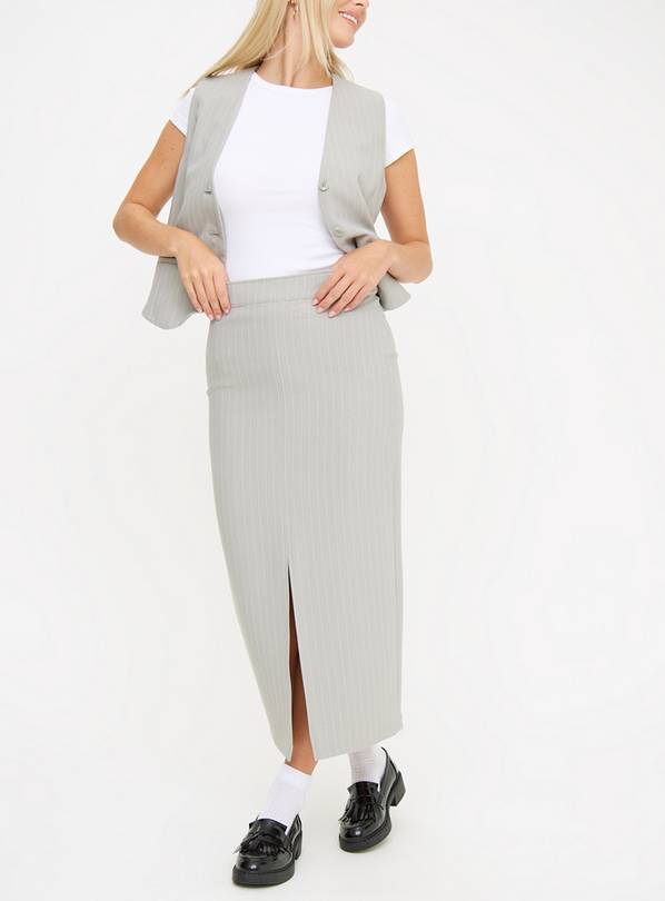 Grey Pinstripe Column Coord Skirt 8