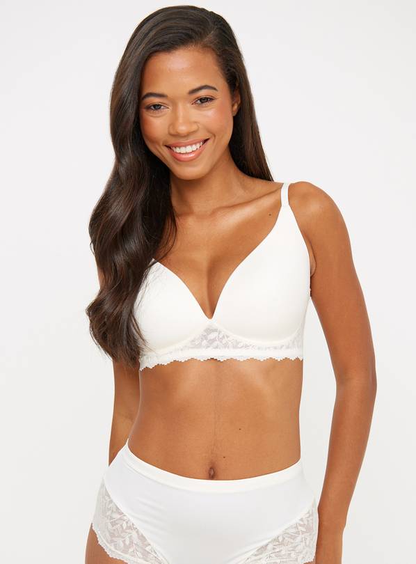 Ivory High Apex Lace Padded Plunge Non-Wired Bra 32C