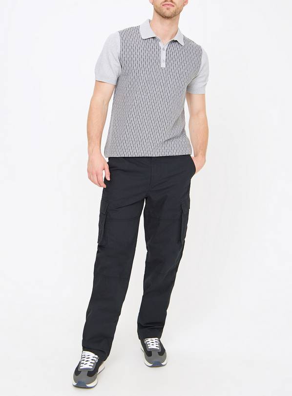 Black Loose Fit Cargo Trousers 34S
