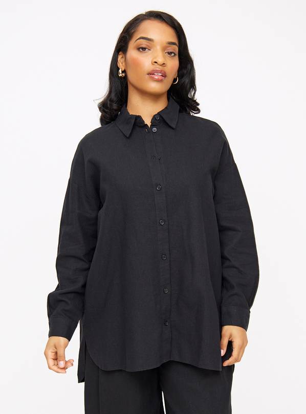 Black Relaxed Linen Shirt 10