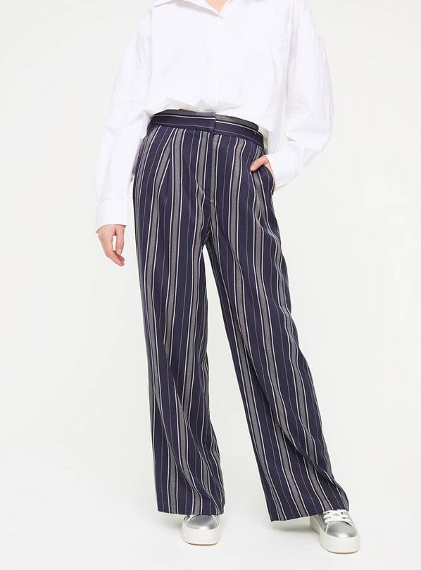 Navy Stripe Wide Leg Trousers 8L