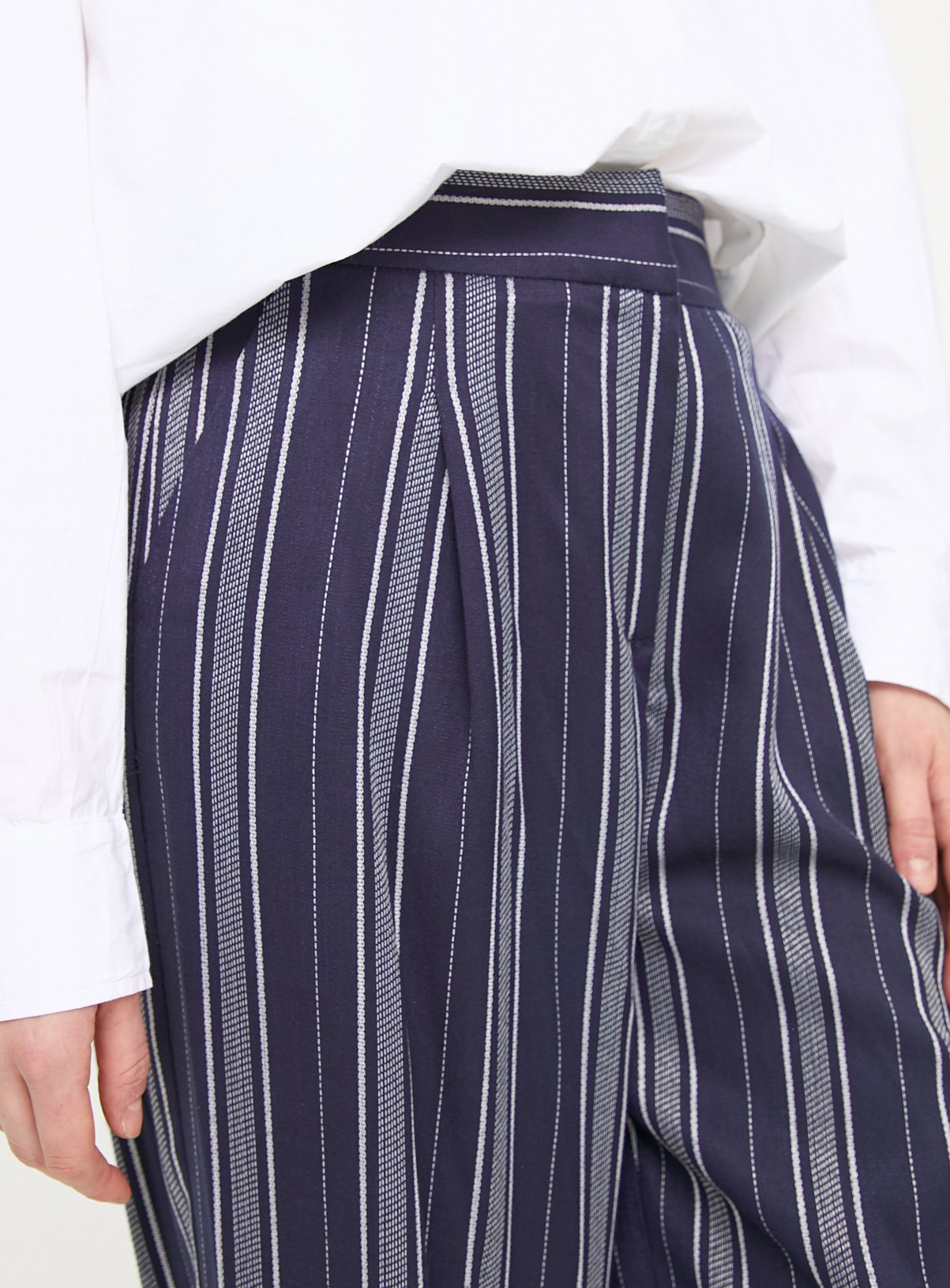 Navy Stripe Wide Leg Trousers 24L - Image 3 thumbnail