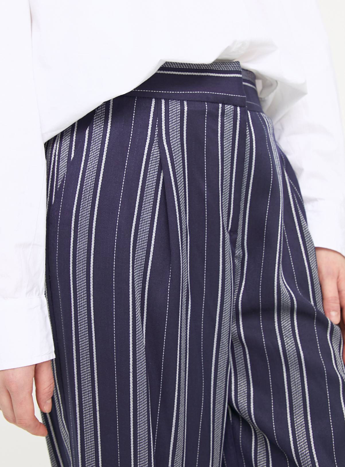 Navy Stripe Wide Leg Trousers 24L - Image 3
